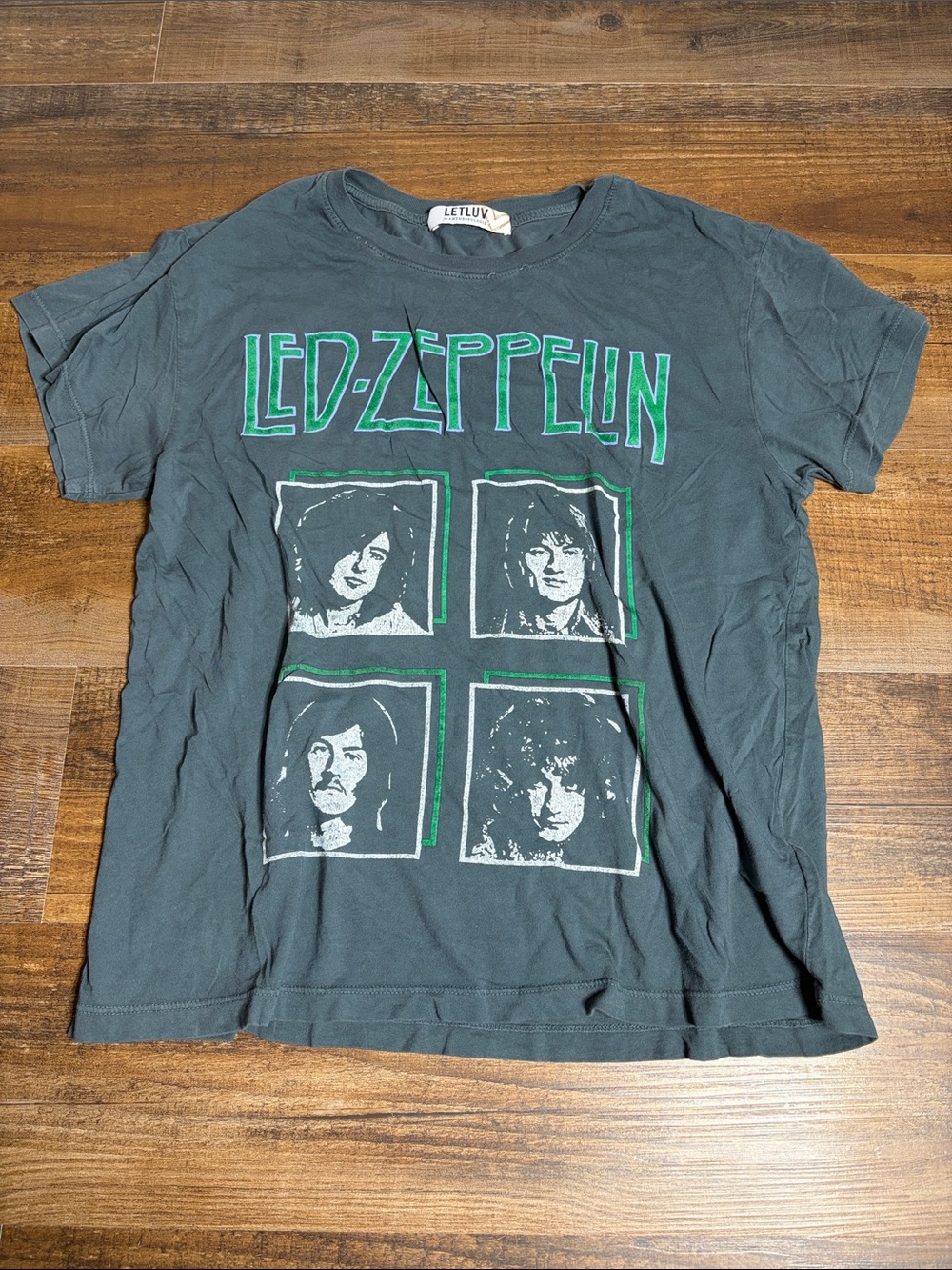 Anthropologie Charcoal Tee with Green Graphic